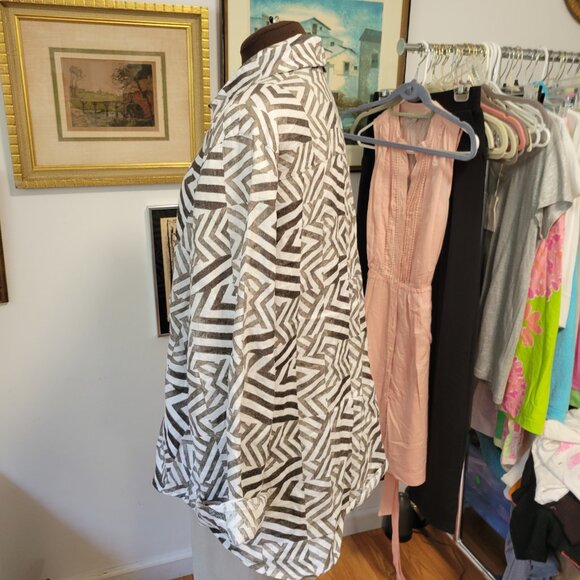 Linen Eleven Stitch Design African Print Shirt XL - Picture 3 of 5